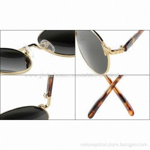 Round shape golden metal sunglasses